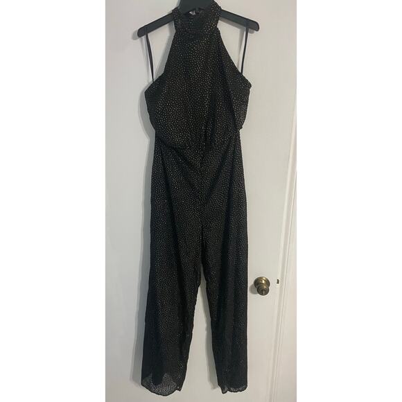 House of Harlow x Revolve jumpsuit women’s size S black gold polka dots halter - Picture 3 of 8